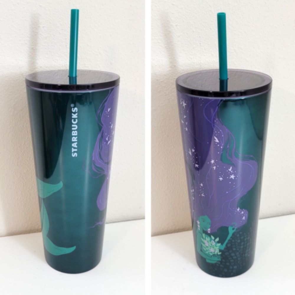 Starbucks 2025 Metallic Green Purple Mermaid Siren Stainless Tumbler 24oz Cup - Picture 3 of 6